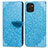 Custodia Portafoglio In Pelle Fantasia Modello Cover con Supporto S04D per Samsung Galaxy A03 Blu