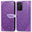 Custodia Portafoglio In Pelle Fantasia Modello Cover con Supporto S04D per Samsung Galaxy A03s Viola