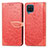 Custodia Portafoglio In Pelle Fantasia Modello Cover con Supporto S04D per Samsung Galaxy A12 Rosso