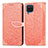 Custodia Portafoglio In Pelle Fantasia Modello Cover con Supporto S04D per Samsung Galaxy A22 4G Arancione
