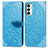 Custodia Portafoglio In Pelle Fantasia Modello Cover con Supporto S04D per Samsung Galaxy F23 5G Blu