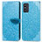 Custodia Portafoglio In Pelle Fantasia Modello Cover con Supporto S04D per Samsung Galaxy F52 5G Blu