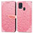 Custodia Portafoglio In Pelle Fantasia Modello Cover con Supporto S04D per Samsung Galaxy M31 Prime Edition Oro Rosa