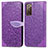 Custodia Portafoglio In Pelle Fantasia Modello Cover con Supporto S04D per Samsung Galaxy S20 FE 4G Viola