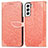 Custodia Portafoglio In Pelle Fantasia Modello Cover con Supporto S04D per Samsung Galaxy S21 5G Arancione