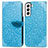 Custodia Portafoglio In Pelle Fantasia Modello Cover con Supporto S04D per Samsung Galaxy S21 5G Blu