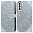 Custodia Portafoglio In Pelle Fantasia Modello Cover con Supporto S04D per Samsung Galaxy S21 Plus 5G Grigio