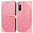 Custodia Portafoglio In Pelle Fantasia Modello Cover con Supporto S04D per Sony Xperia 10 IV SO-52C Oro Rosa