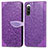 Custodia Portafoglio In Pelle Fantasia Modello Cover con Supporto S04D per Sony Xperia 10 IV Viola