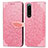 Custodia Portafoglio In Pelle Fantasia Modello Cover con Supporto S04D per Sony Xperia 5 III Oro Rosa