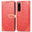 Custodia Portafoglio In Pelle Fantasia Modello Cover con Supporto S04D per Sony Xperia 5 III SO-53B Rosso