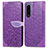 Custodia Portafoglio In Pelle Fantasia Modello Cover con Supporto S04D per Sony Xperia 5 III Viola