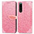 Custodia Portafoglio In Pelle Fantasia Modello Cover con Supporto S04D per Sony Xperia 5 IV Oro Rosa