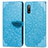 Custodia Portafoglio In Pelle Fantasia Modello Cover con Supporto S04D per Sony Xperia Ace II SO-41B Blu