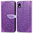 Custodia Portafoglio In Pelle Fantasia Modello Cover con Supporto S04D per Sony Xperia Ace III Viola