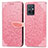 Custodia Portafoglio In Pelle Fantasia Modello Cover con Supporto S04D per Vivo T1 5G India Oro Rosa