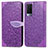 Custodia Portafoglio In Pelle Fantasia Modello Cover con Supporto S04D per Vivo V21e 5G Viola