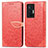 Custodia Portafoglio In Pelle Fantasia Modello Cover con Supporto S04D per Vivo X70 Pro 5G Rosso