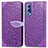 Custodia Portafoglio In Pelle Fantasia Modello Cover con Supporto S04D per Vivo Y52 5G Viola