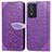 Custodia Portafoglio In Pelle Fantasia Modello Cover con Supporto S04D per Vivo Y74s 5G Viola