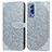 Custodia Portafoglio In Pelle Fantasia Modello Cover con Supporto S04D per Vivo Y75s 5G Grigio