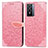 Custodia Portafoglio In Pelle Fantasia Modello Cover con Supporto S04D per Vivo Y76 5G Oro Rosa