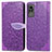 Custodia Portafoglio In Pelle Fantasia Modello Cover con Supporto S04D per Xiaomi Civi 1S 5G Viola