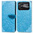 Custodia Portafoglio In Pelle Fantasia Modello Cover con Supporto S04D per Xiaomi Poco C40 Blu