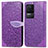 Custodia Portafoglio In Pelle Fantasia Modello Cover con Supporto S04D per Xiaomi Redmi K50 5G Viola