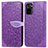 Custodia Portafoglio In Pelle Fantasia Modello Cover con Supporto S04D per Xiaomi Redmi Note 10 4G Viola