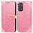 Custodia Portafoglio In Pelle Fantasia Modello Cover con Supporto S04D per Xiaomi Redmi Note 11 Pro 4G Oro Rosa