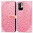 Custodia Portafoglio In Pelle Fantasia Modello Cover con Supporto S04D per Xiaomi Redmi Note 11 SE 5G Oro Rosa