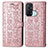 Custodia Portafoglio In Pelle Fantasia Modello Cover con Supporto S05D per Oppo Reno5 A Oro Rosa