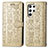 Custodia Portafoglio In Pelle Fantasia Modello Cover con Supporto S05D per Samsung Galaxy S22 Ultra 5G Oro