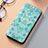 Custodia Portafoglio In Pelle Fantasia Modello Cover con Supporto S06D per Samsung Galaxy S21 FE 5G Verde