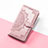 Custodia Portafoglio In Pelle Fantasia Modello Cover con Supporto S07D per Google Pixel 6 Pro 5G Oro Rosa
