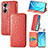 Custodia Portafoglio In Pelle Fantasia Modello Cover con Supporto S07D per Huawei Honor 60 5G Rosso