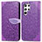 Custodia Portafoglio In Pelle Fantasia Modello Cover con Supporto S07D per Samsung Galaxy S21 Ultra 5G Viola