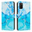 Custodia Portafoglio In Pelle Fantasia Modello Cover con Supporto Y01X per Samsung Galaxy A03s Blu