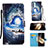 Custodia Portafoglio In Pelle Fantasia Modello Cover con Supporto Y02B per Samsung Galaxy A15 4G Blu Notte