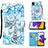 Custodia Portafoglio In Pelle Fantasia Modello Cover con Supporto Y02B per Samsung Galaxy A22s 5G Azzurro