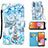 Custodia Portafoglio In Pelle Fantasia Modello Cover con Supporto Y02B per Samsung Galaxy A32 5G Azzurro