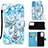 Custodia Portafoglio In Pelle Fantasia Modello Cover con Supporto Y02B per Samsung Galaxy A33 5G Azzurro