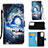 Custodia Portafoglio In Pelle Fantasia Modello Cover con Supporto Y02B per Samsung Galaxy A33 5G Blu Notte