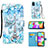 Custodia Portafoglio In Pelle Fantasia Modello Cover con Supporto Y02B per Samsung Galaxy A41 Azzurro