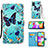 Custodia Portafoglio In Pelle Fantasia Modello Cover con Supporto Y02B per Samsung Galaxy A41 Cielo Blu