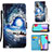 Custodia Portafoglio In Pelle Fantasia Modello Cover con Supporto Y02B per Samsung Galaxy A52s 5G Blu Notte