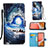 Custodia Portafoglio In Pelle Fantasia Modello Cover con Supporto Y02B per Samsung Galaxy A72 4G Blu Notte