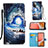 Custodia Portafoglio In Pelle Fantasia Modello Cover con Supporto Y02B per Samsung Galaxy A72 5G Blu Notte