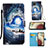 Custodia Portafoglio In Pelle Fantasia Modello Cover con Supporto Y02B per Samsung Galaxy F12 Blu Notte